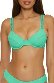 Becca Modern Edge Underwire Bikini Top in Aqua Sea at Nordstrom