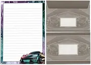 Writing Paper Set Writing Pad Lined with Envelope for Boys Kids Adults Car Racing Car (1 Pad A5 with 25 Sheets + 15 Matching Printed Envelopes)