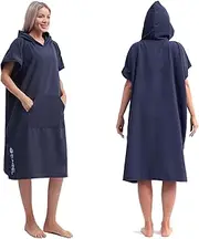Eunzel Surf Poncho Changing Robe with Hood for Men & Women, Absorbent Quick Dry Microfiber Wetsuit Changing Towel with Pocket for Surfing, Beach, Swim & Outdoor Sports, Navy