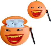 liangnv Distinctive Vivid Fun Laughing Orange Design Air pods Cover Cute Wireless Earphone Soft Silicone Shockproof Protector for Airpods Pro with Hoo