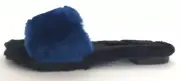 Avec Moderation Women Shoes Size 40 NIB Black&blue Fur Flip Flops