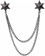 [SLEDEZ] Men's Brooch Vintage Versatile Tassel Hexagonal Star Brooch Men's And Women's Shirt Lapel Chain Accessories