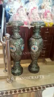 36'' Marble Flower Vase, Abalone Shell Vase home decor art & collectibles