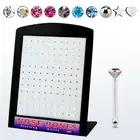 Nose bone studs acrylic display with 120 pcs of sterling silver 22g/0.6mm