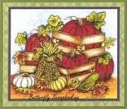 THANKSGIVING Pumpkin Crate Boxes Wood Mounted Rubber Stamp NORTHWOODS P10091 New