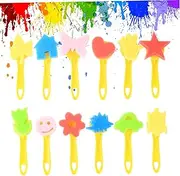 12Pcs Foam Paint Brushes Reusable Sponge Paint Brush Set with Handle Sponges Painting Stamper Foam Brush DIY Seal Toys for Kids Arts and Crafts Brushes