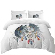 Native American Wolf Painting Quilt Cover