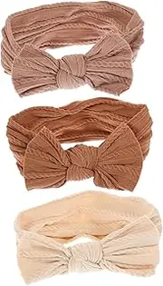Kisangel 3pcs Bow Headbands for Soft Elastic Hair Accessories for Newborns for Family Photos and Birthday Parties Adorable Nylon Design for Everyday Wear