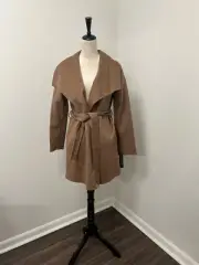 Tahari Camel Wool Wrap Coat with Belt Women's Size Medium