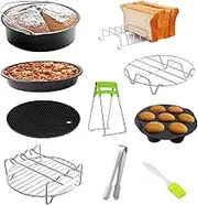 Air Fryer Accessory Kit Air Fryer Accessories with Baking Tray Baking Pan Barbecue Stand Non-stick Coaster for 6inch Air Fryer 10PCS