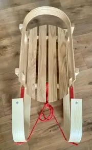 Pull Sled, Portable Wooden Sleigh, Snow Sledge, Wooden Seat & Pull Rope
