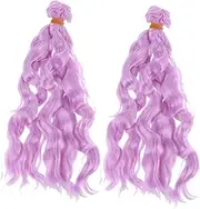 WRITWAA 2pcs Doll Wig Wigs Soft Synthetic Doll Hair Long Curly Bjd Hair Filament Purple