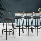 NEW MyBar PU Bar Stool Black/Steel Set 4pc