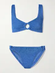 [Hunza G] Hunza G - Hallie Metallic Seersucker Bikini - Blue - Beachwear One Size Beachwear One Size Blue