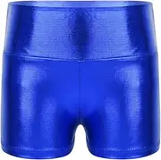 [Jhaoyu] Girls Metallic Hip Hop Jazz Dance Shorts High Waisted Gymnastics Sports Dance Activewear Hot Pants