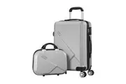 Mazam 2PCS Luggage Suitcase Trolley Set Travel TSA Lock Storage Hard Case Silver