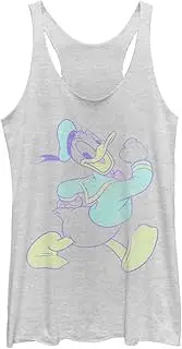 [Disney] Girls Mickey and Friends Donald Duck Neon Portrait Juniors Tri Blend Tank