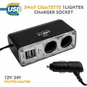 3 Way Dual USB Charger Power Adapter Multi Car Cigarette Lighter Socket Splitter
