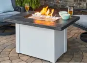 OutdoorGreatroom Stone Grey Havenwood Rectangular Gas Firepit White, HVGW-1224-K