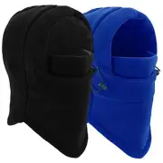 Kids Winter Hats Balaclava Ski Mask Windproof Warm Adjustable with Black+blue