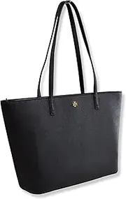[Tory Burch] Womens Emerson Leather Women's Small Tote Handbag Purse, (Black), Black, Small