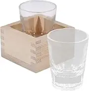 Hoement 1 Set Japanese Style Sake Cup with Wooden Box Traditional Glass Wine Mug for Celebrations Home Bars Sushi Restaurants Dishwasher Microwave Safe