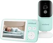 Miniland Baby Monitor Digimonitor, 3.5" Compact Baby Surveillance Camera with Night Vision, Two-Way Communication, White Noise and Melodies