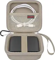 Elonbo Carrying Case for TP-Link Ultra-Portable Wi-Fi 6 AX1500 Travel Router, TL-WR1502X Portable Wireless WiFi Hotspot Router Storage Holder, Extra Mesh Pocket for Power Adapter Cable,Champagne Gold