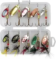 Ultra-Light Metal Paillette Fishing Lure with Triple Hooks, 10-Piece Set in White Case, Corrosion-, Reflective Finish for Maximum Catch Retention