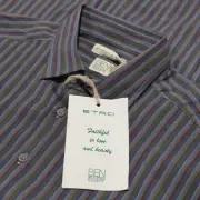Etro NWT Dress Shirt Size 43 17 In Gray With Multicolor Stripes Cotton Blend