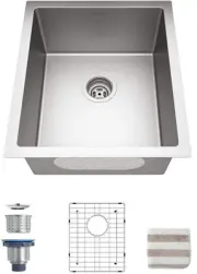 17 x 19 Inch Undermount Kitchen Sink, Premium 304 Stainless Steel Bar Sink - ...