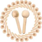 Shengsenfu Small -20 PCS Mini Bamboo Condiment Spoons for Salt Sugar Coffee Tea Honey and Jam Perfect for Seasoning Tasting and Stirring Small Wooden Kitchen Spoons Wooden Coffee