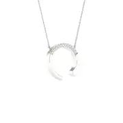 14k White Gold Round Diamond Initial C Letter Necklace 1/20 Cttw