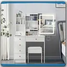 Dressing Table Stool Set With LED Makeup Mirror Vanity Desk Makeup Table Dresser