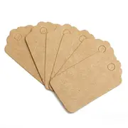 100pcs Sand Scallop Kraft Paper Label Party Wedding Gift Name Cards Hand Draw Name Card