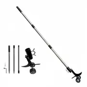 1.2m Dual Hook Weeder with Wheels Stand-Up Garden Tool Patio & Sidewalk Crack Weeder Weed Puller for Yard