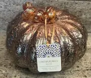 Cynthia Rowley Orange Gold Handblown Glass Pumpkin Halloween