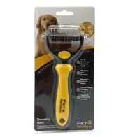 Dematting Brush Tool Undercoat Rake for Dog Cat Grooming Dual Head Teeth