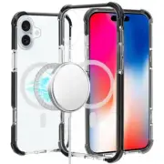 For iPhone 16 6.1inch Case Magnetic Circle Acrylic Hybrid Cover + Tempered Glass