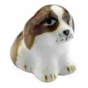 Dolls House Miniature Ceramic Brown Dog Sitting (2)