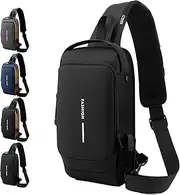 [Generic] New Carbon Fiber Streamline Anti-Theft Sling Bag, Waterproof Shoulder Backpack, for Travel Gym Sports