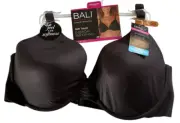 Bali Bra Womens 38DD Black Underwire Soft Touch Foam Cups Convertible DF3468