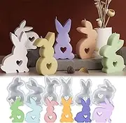 Pack of 6 Silicone Moulds, Casting Moulds, Rabbits, Silicone Moulds, Candle Holder, Easter Bunny, Silicone Mould, Easter Bunny with Heart, Silicone Mould for Pouring, Easter Rabbit, Silicone Mould