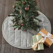 VHC Brands Yuletide Burlap Dove Grey Snowflake Tree Skirt 24