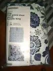 Ikea ANGSORT King Duvet Cover w/ 2 Pillowcases White Blue 100% Linen NEW Bed Set
