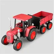 Die-cast 1:32 Four Wheel Tractor Car Model Metal Diecast Sound Light Free Sliding High Simulation Agricultural Vehicle Display Miniature Vehicle(Red)