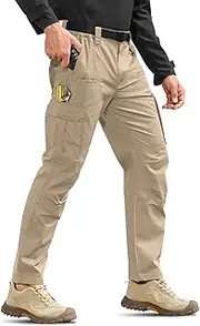 [MOURCE] Mens Tactical Pants, Water Resistant Ripstop Stretch Cargo Work Pants, Lightweight Outdoor Hiking Pants (No Belt)