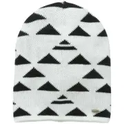 NEFF Headwear Ladies Ryder Beanie Hat Cap - One Size - Cream & Black Pyramids