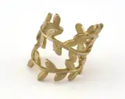 Leaf Ring Adjustable Raw brass (18mm 8US inner size) 2821