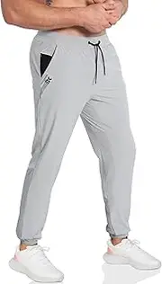 [BROKIG] Men's Clashing Joggers Pants,Lightweight Workout Gym Track Pants Mesh Leg Casual Sports Running Sweatpants with Zip Pocket